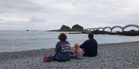 My family and I at Sanxiantai Bridge in Taitung